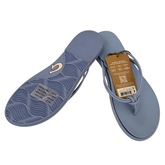 OluKai Sandal Women's 'Aka Knotted Straps Cloud Blue Comfort Flip Flop W8 New - Picture 8 of 11